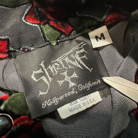 Shrine of Hollywood Antoinette Gothic Floral Rose Velvet Ruffle Long Sleeve Sz M - Picture 6 of 8